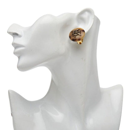 HERMES Trumpet Ribbon Motif Beige Brown Gold Buffalo Horn Plated Women's HERMES