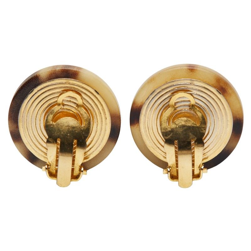 HERMES Trumpet Ribbon Motif Beige Brown Gold Buffalo Horn Plated Women's HERMES