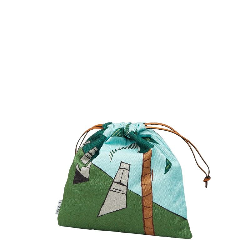 LOEWE Easter Island Ken Price Capsule Collection Drawst Ring Pouch Green