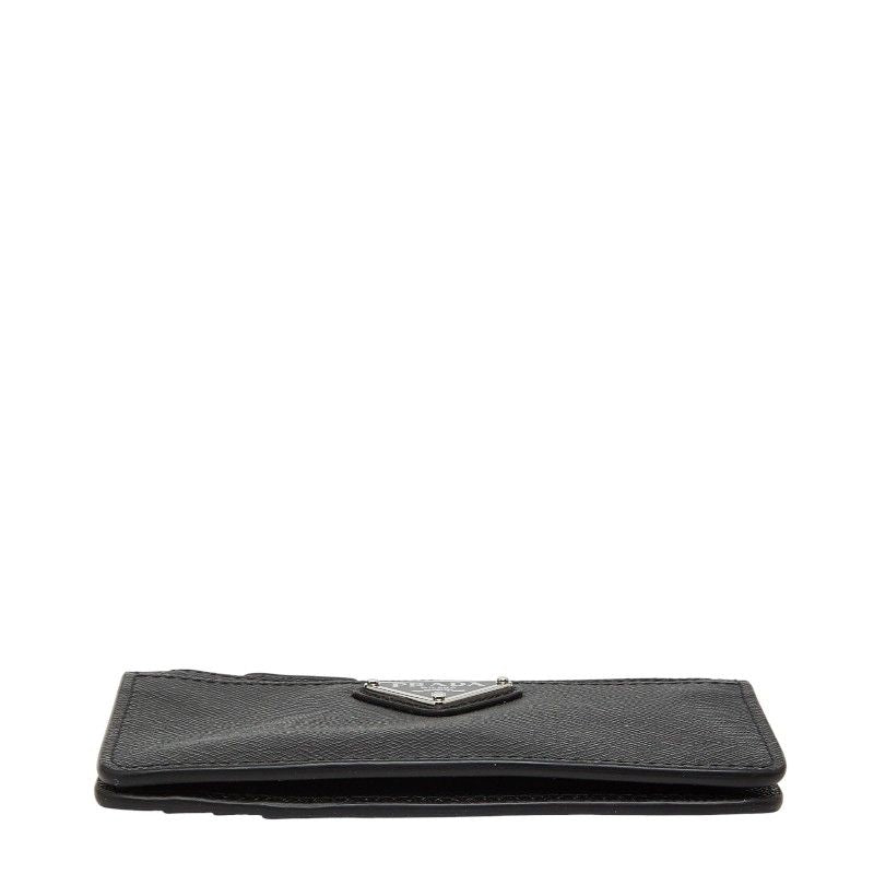 PRADA Triangle Logo Plate Coin Case Card Case 2mc084 Black Sapphire Leather