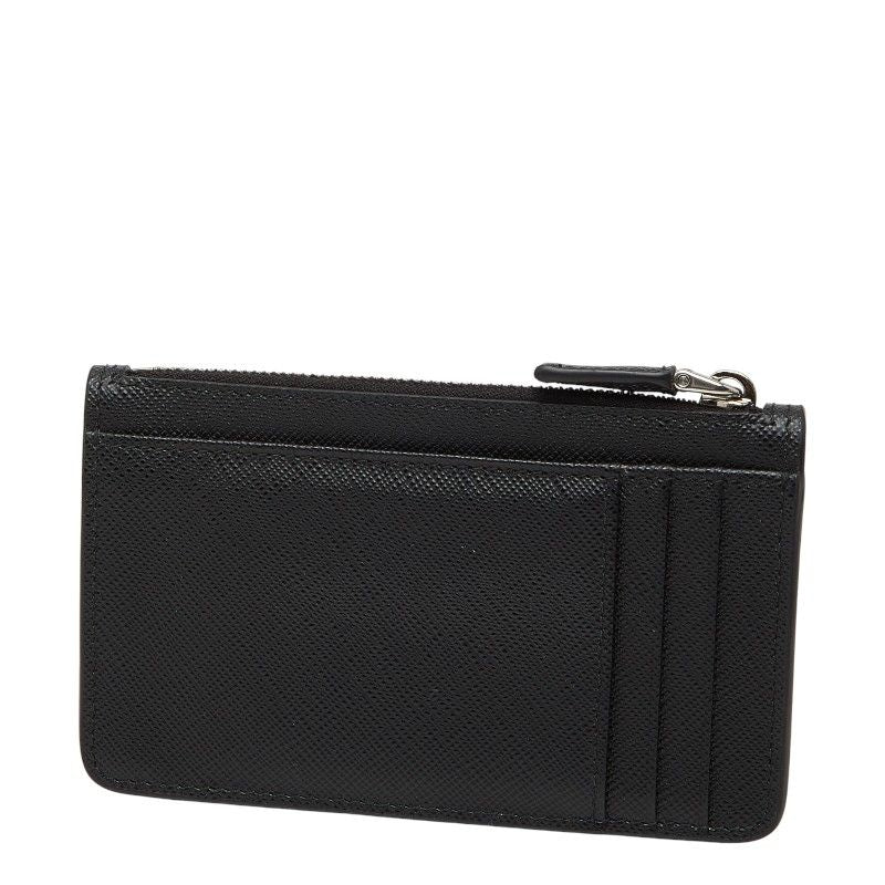 PRADA Triangle Logo Plate Coin Case Card Case 2mc084 Black Sapphire Leather