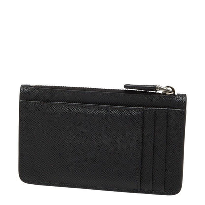 PRADA Triangle Logo Plate Coin Case Card Case 2mc084 Black Sapphire Leather