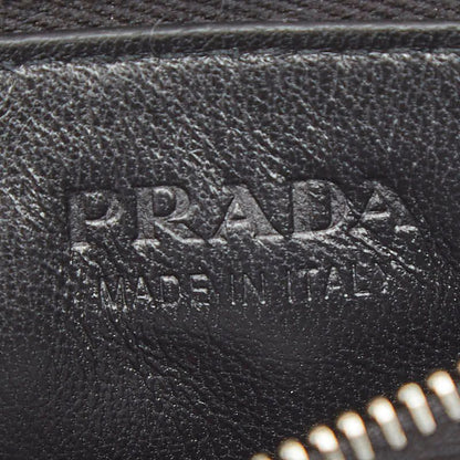 PRADA Triangle Logo Plate Coin Case Card Case 2mc084 Black Sapphire Leather