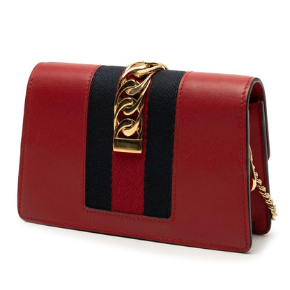 GUCCI Sylvie Mini Chain Shoulder Bag 494646 Red Multicolor-leather Women's GUCCI
