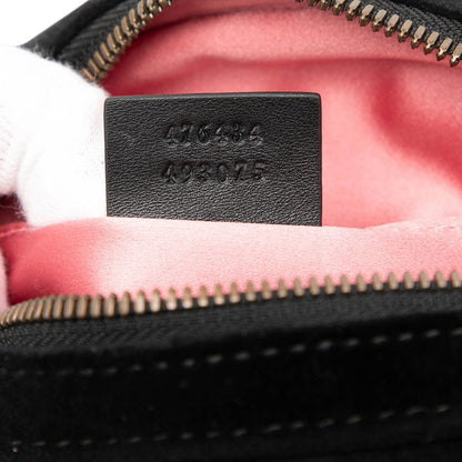 GUCCI Ggmarmont Quilted Body Bag Waist Bag 476434 Black Velor Ladies GUCCI