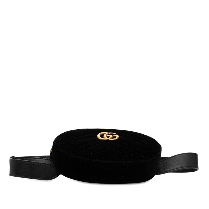 GUCCI Ggmarmont Quilted Body Bag Waist Bag 476434 Black Velor Ladies GUCCI