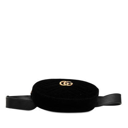 GUCCI Ggmarmont Quilted Body Bag Waist Bag 476434 Black Velor Ladies GUCCI