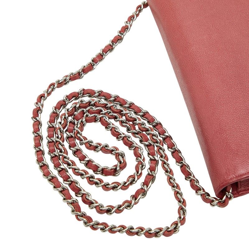 CHANEL Coco Mark Chain Shoulder Bag Pink Caviar Skin Women's CHANEL