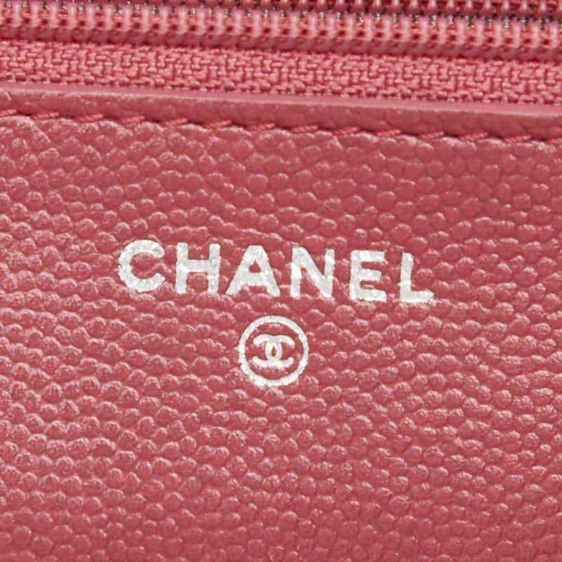 CHANEL Coco Mark Chain Shoulder Bag Pink Caviar Skin Women's CHANEL