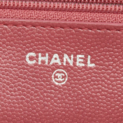 CHANEL Coco Mark Chain Shoulder Bag Pink Caviar Skin Women's CHANEL