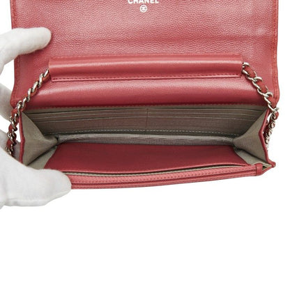 CHANEL Coco Mark Chain Shoulder Bag Pink Caviar Skin Women's CHANEL