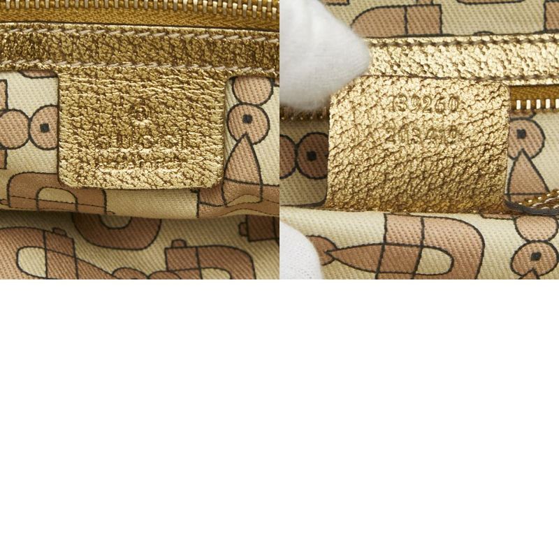 GUCCI GG Canvas Sherry Line Tote Bag Handbag 139260 Brown Gold Canvas Leather