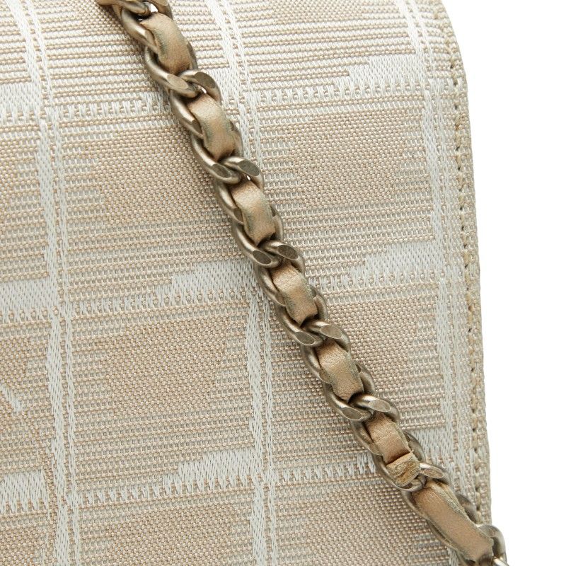 CHANEL New Travel Line Coco Mark Chain Shoulder Bag Beige Nylon Women's CHANEL