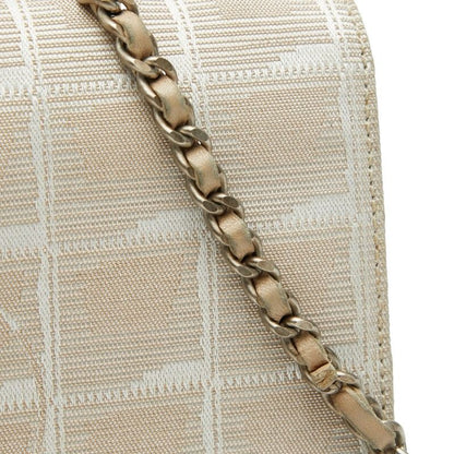 CHANEL New Travel Line Coco Mark Chain Shoulder Bag Beige Nylon Women's CHANEL