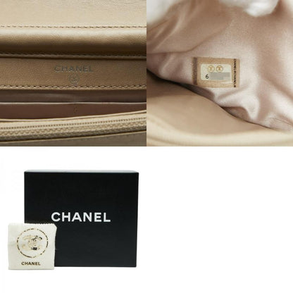 CHANEL New Travel Line Coco Mark Chain Shoulder Bag Beige Nylon Women's CHANEL