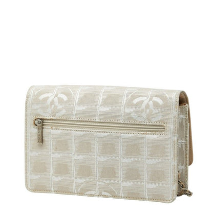 CHANEL New Travel Line Coco Mark Chain Shoulder Bag Beige Nylon Women's CHANEL