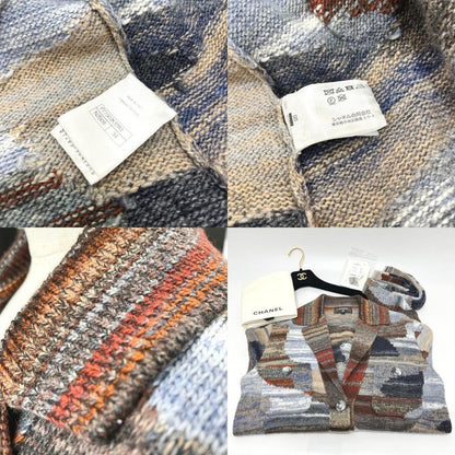 Chanel Sweater Coco Button W Pocket With Belt P77502 Wool Cashmere Multicolor
