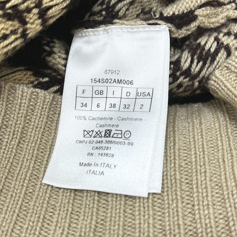 Christian Dior Sweater Leopard Print 154 S02 Am006 Cashmere Brown