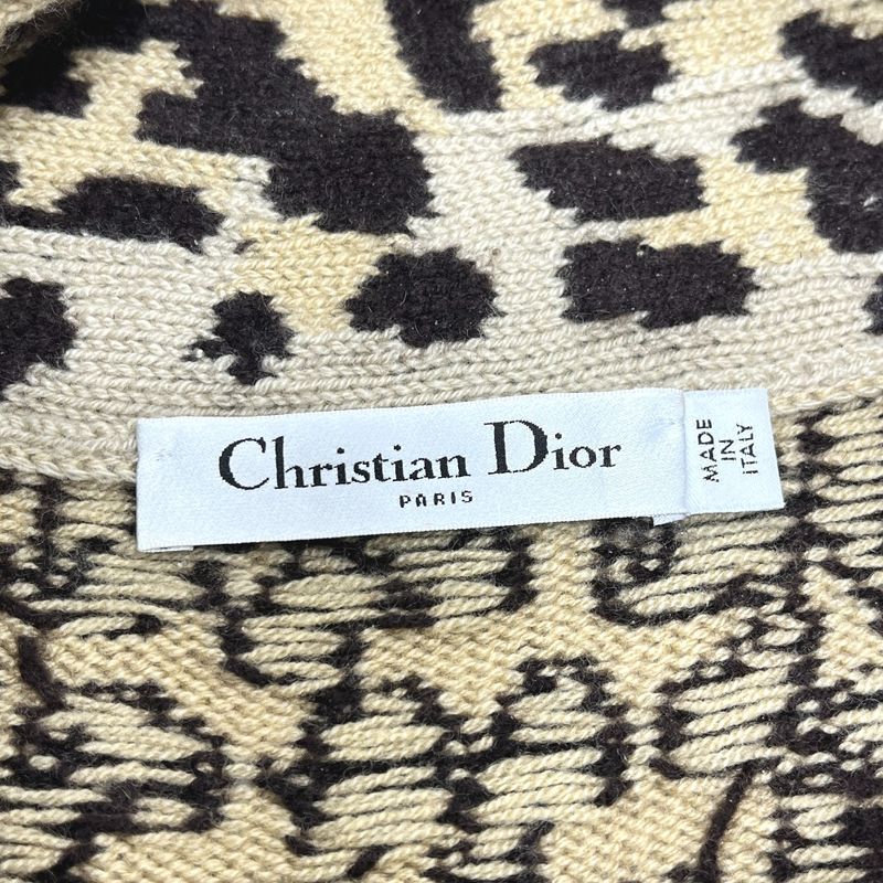 Christian Dior Sweater Leopard Print 154 S02 Am006 Cashmere Brown