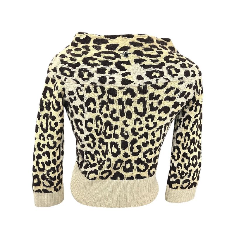 Christian Dior Sweater Leopard Print 154 S02 Am006 Cashmere Brown