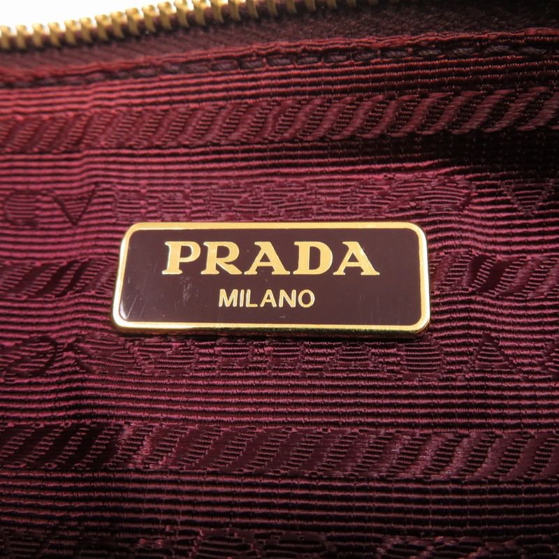 Prada Leather Bold-Gold Hardware Pouch Bag 1302