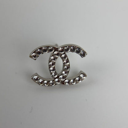 Chanel CC Logo Earrings Silver Vintage