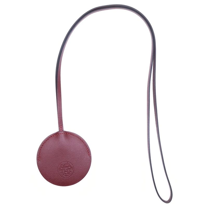 Hermes Mirror Neck Strap Bag Charm Red Leather D Engraved