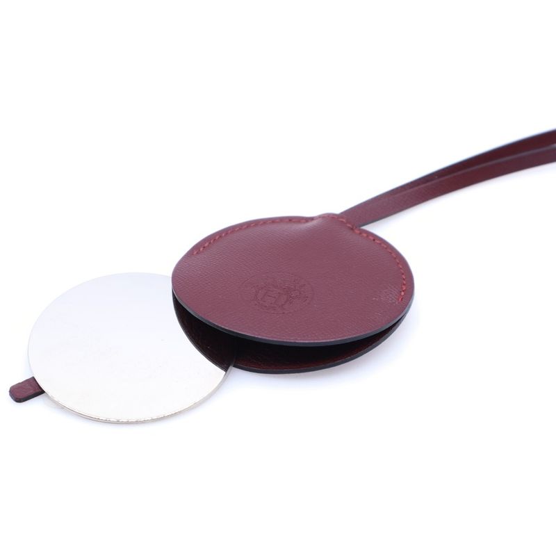 Hermes Mirror Neck Strap Bag Charm Red Leather D Engraved