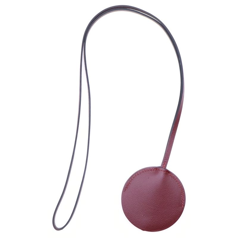 Hermes Mirror Neck Strap Bag Charm Red Leather D Engraved