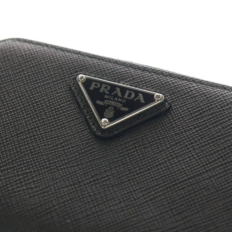 Prada Triangle Logo Coin Case Black Leather 2 mm 003