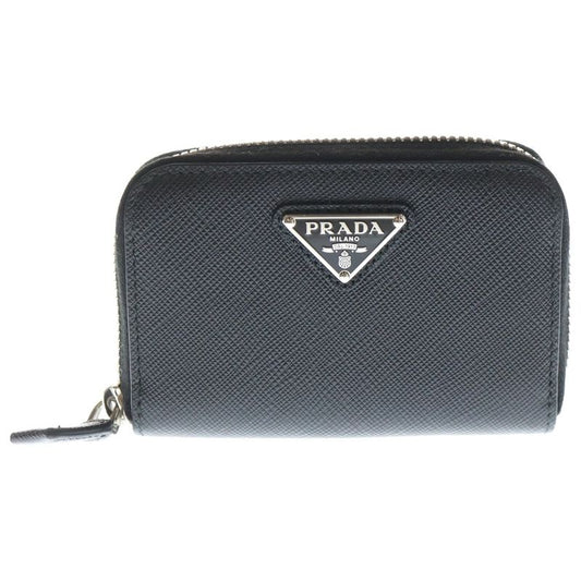 Prada Triangle Logo Coin Case Black Leather 2 mm 003