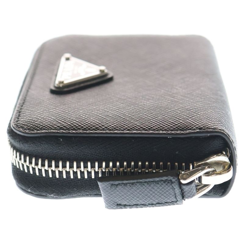 Prada Triangle Logo Coin Case Black Leather 2 mm 003