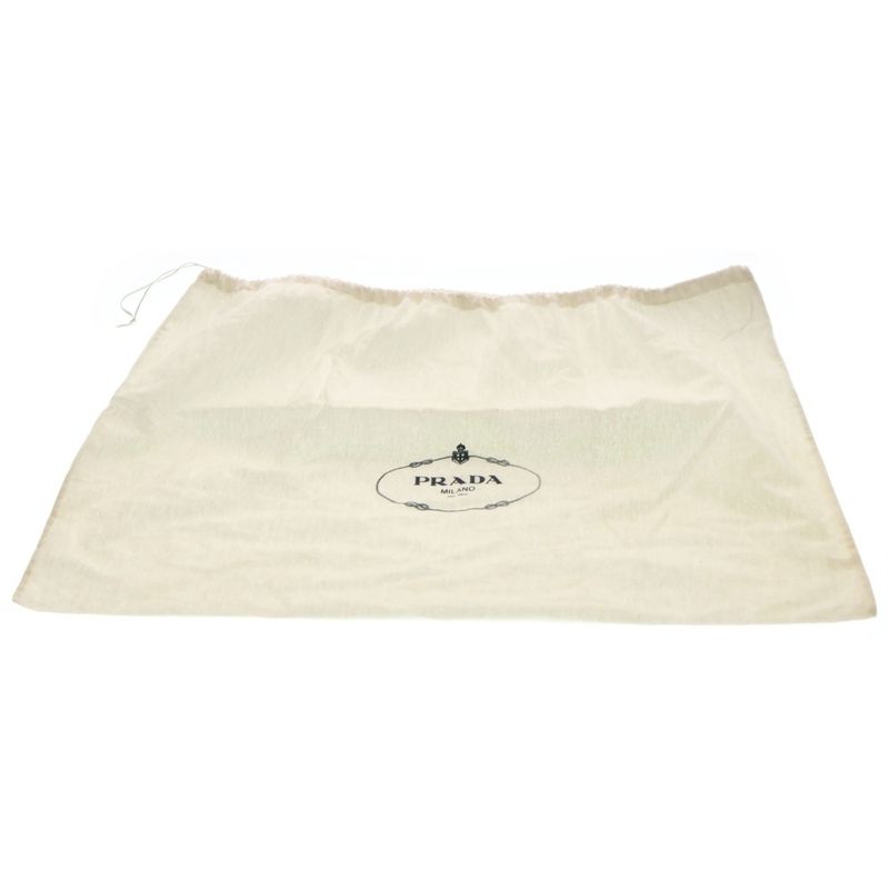 Prada Vitello Daino Leather Logo Plate Handbag Silver Hardware Black