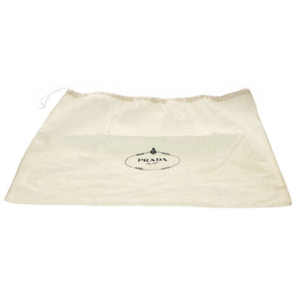 Prada Vitello Daino Leather Logo Plate Handbag Silver Hardware Black