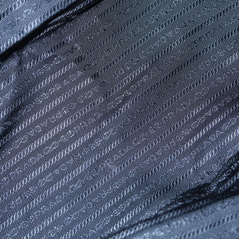 Prada Vitello Daino Leather Logo Plate Handbag Silver Hardware Black