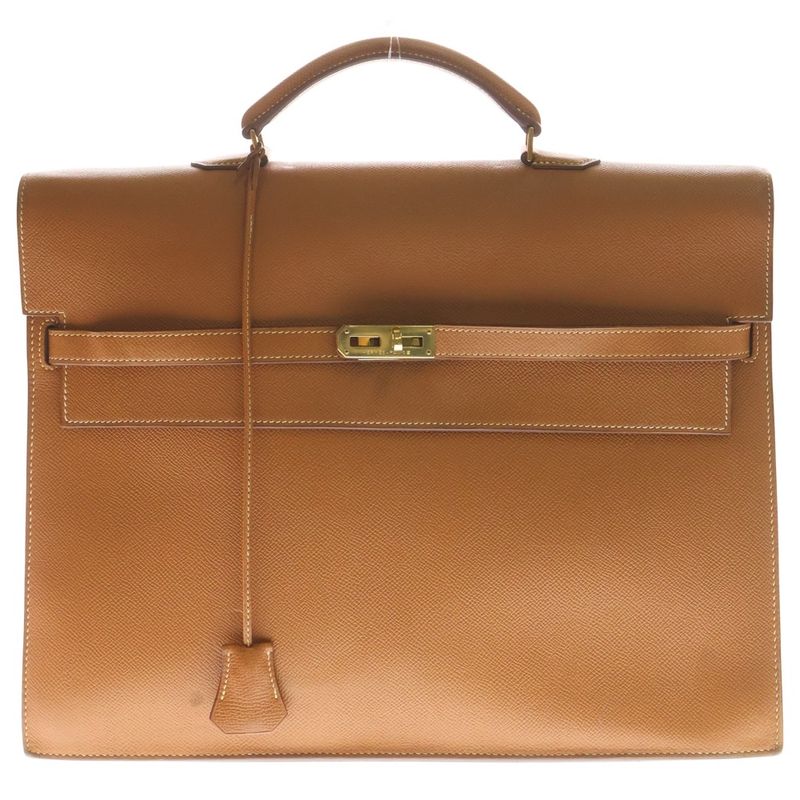 Hermes Kelly Depeche Gold Epson Gold Hardware K Engraved Business Bag Handbag