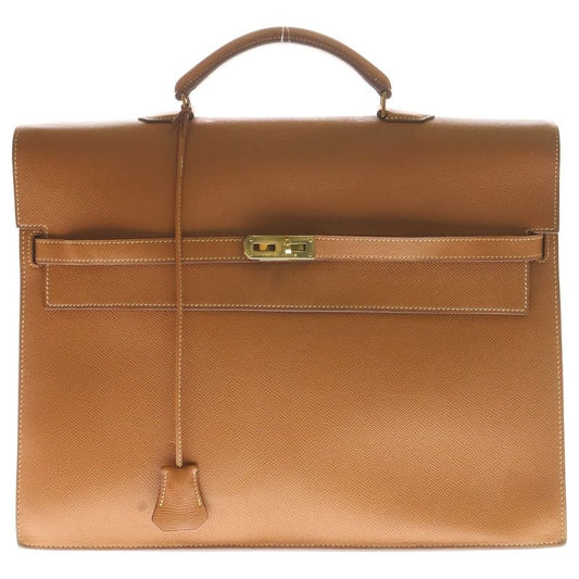 Hermes Kelly Depeche Gold Epson Gold Hardware K Engraved Business Bag Handbag