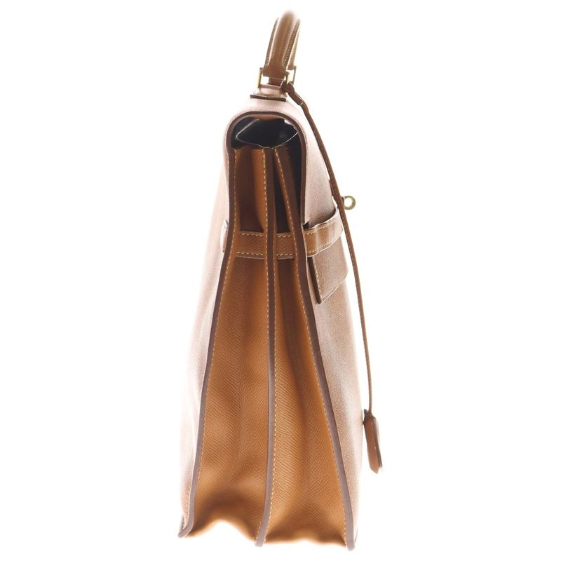 Hermes Kelly Depeche Gold Epson Gold Hardware K Engraved Business Bag Handbag