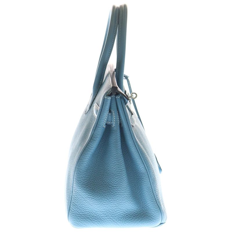 Hermes Birkin 30 Blue Jean Togo Silver Hardware O Stamp Handbag