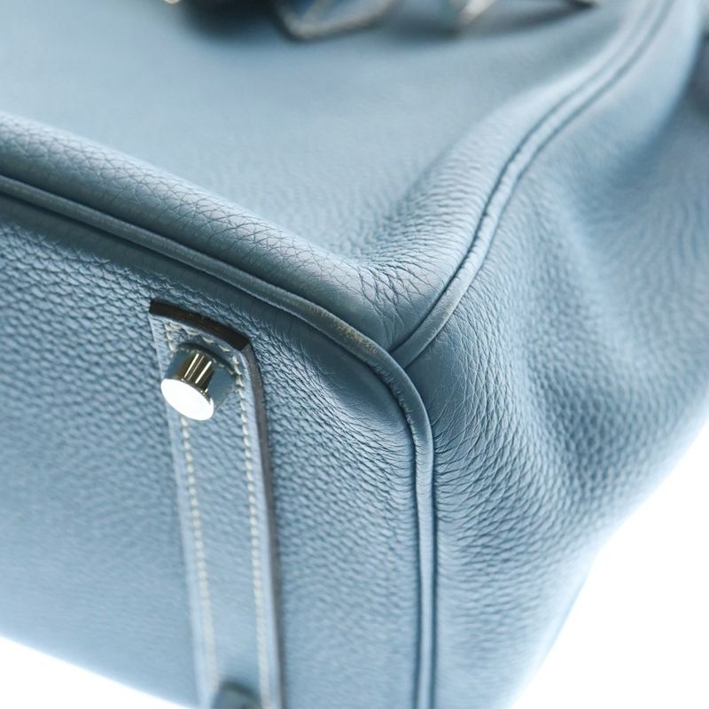 Hermes Birkin 30 Blue Jean Togo Silver Hardware O Stamp Handbag