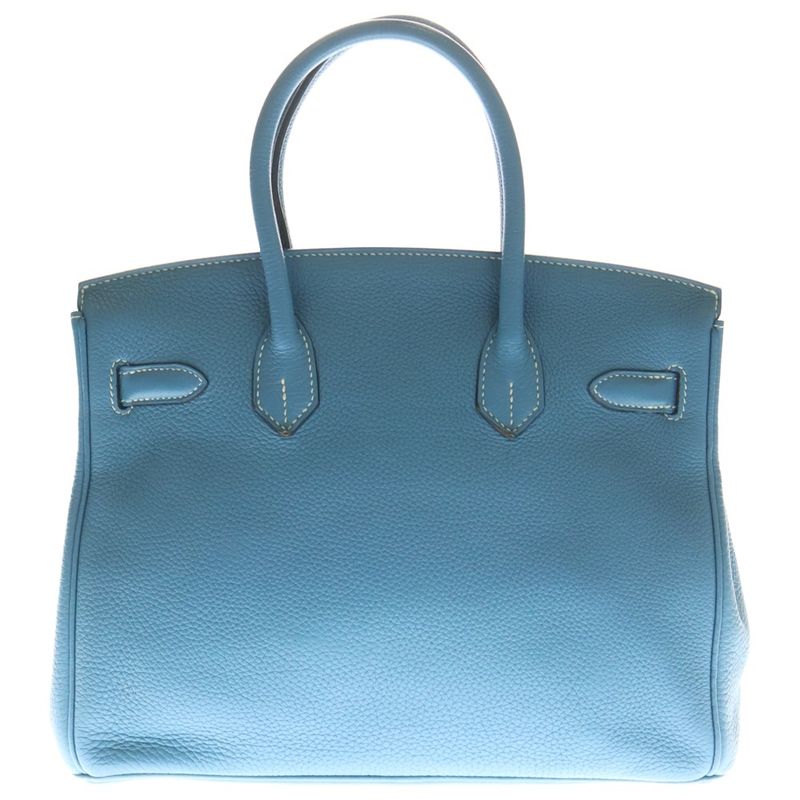 Hermes Birkin 30 Blue Jean Togo Silver Hardware O Stamp Handbag