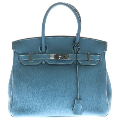 Hermes Birkin 30 Blue Jean Togo Silver Hardware O Stamp Handbag