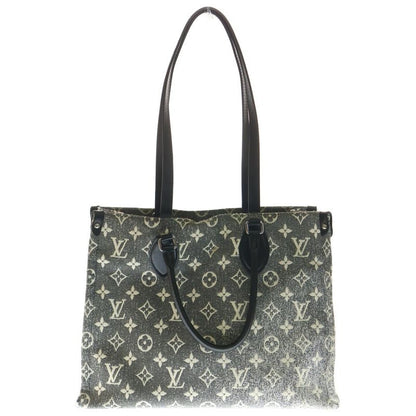 Louis Vuitton Monogram Denim On The Go MM Handbag Tote Bag Black Gray Denim X