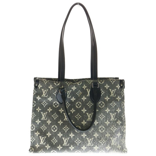 Louis Vuitton Monogram Denim On The Go MM Handbag Tote Bag Black Gray Denim X