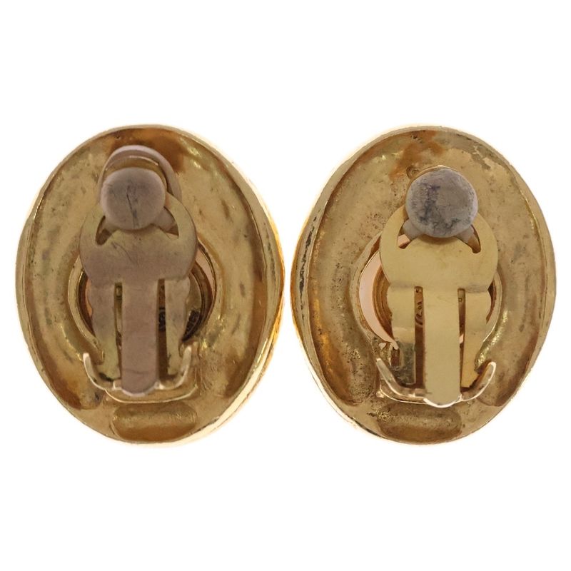 Chanel Pearl Rhinestone Earrings Gold GP Accessories