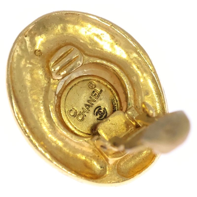 Chanel Pearl Rhinestone Earrings Gold GP Accessories