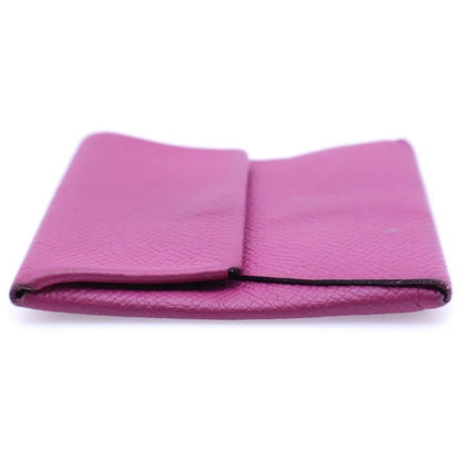 Hermes Bastia Coin Case Accessory Case Rose Purple Epson Leather Silver
