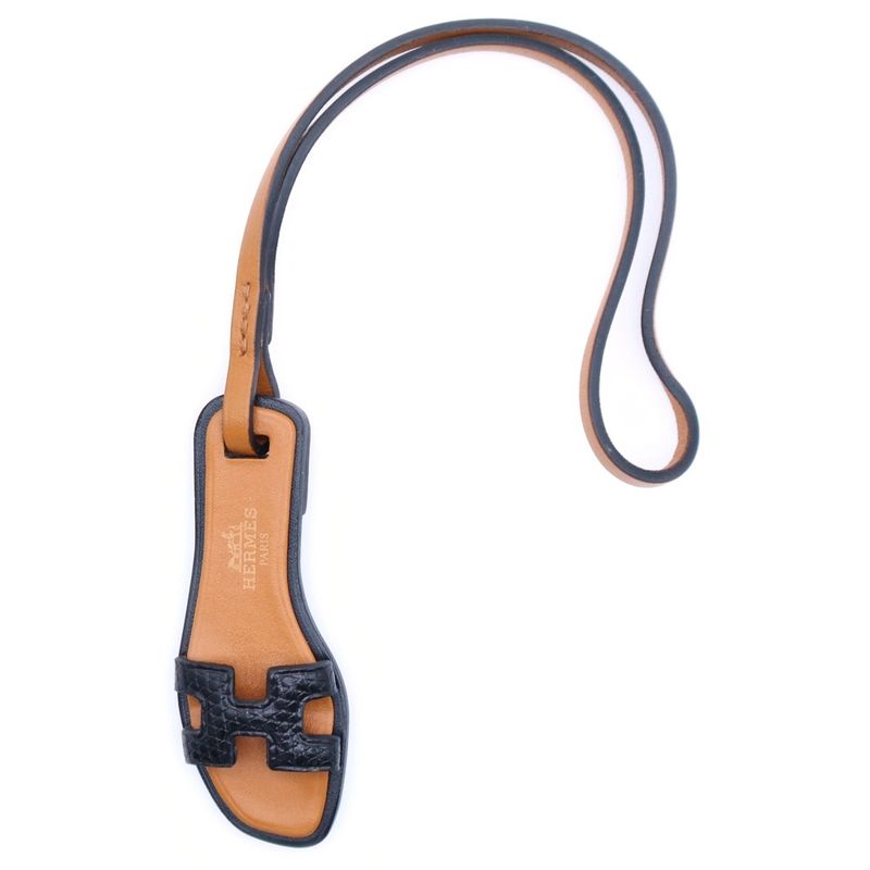 Hermes Oran Nano Bag Charm Strap Brown Natural Sable Epson Battra Vash