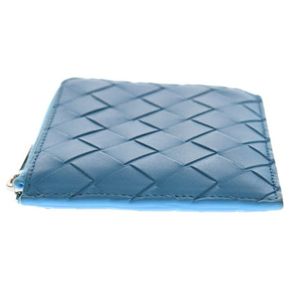 Bottega Veneta Intrecciato Square Zip Around Wallet Blue