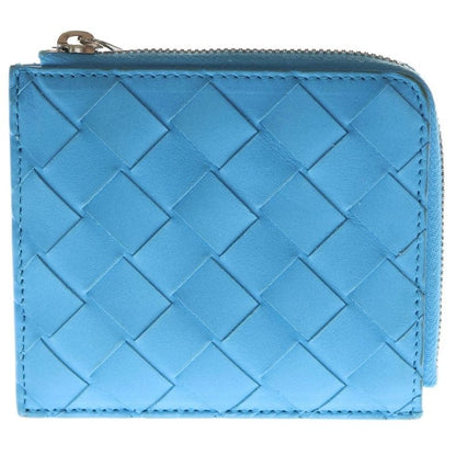 Bottega Veneta Intrecciato Square Zip Around Wallet Blue